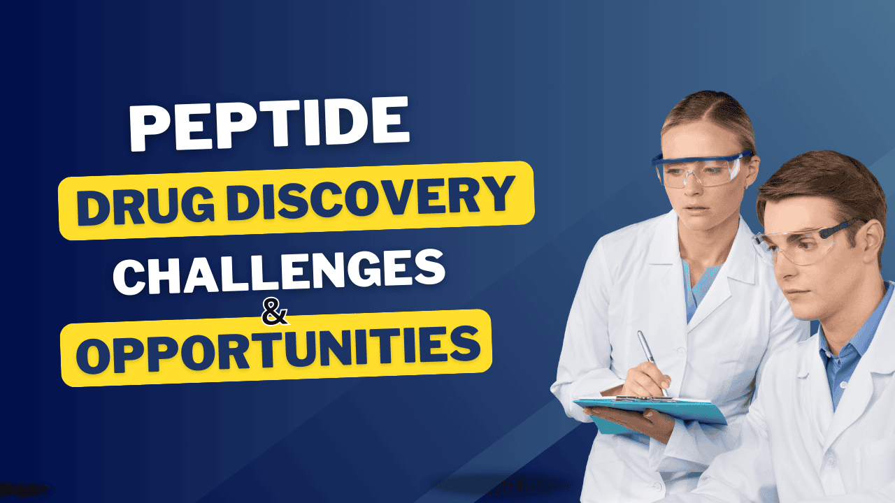 Scientists discussing peptide drug discovery challenges and opportunities.