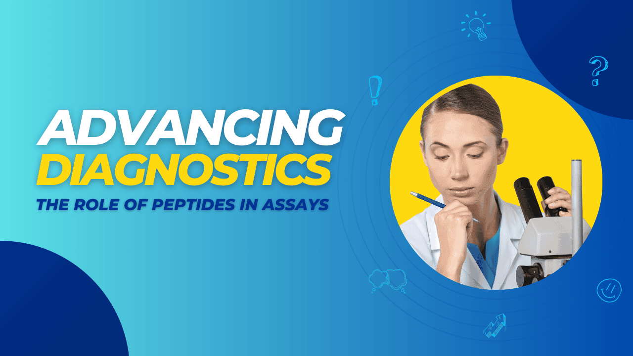 Scientist analyzing samples in a lab for peptide-based diagnostics.