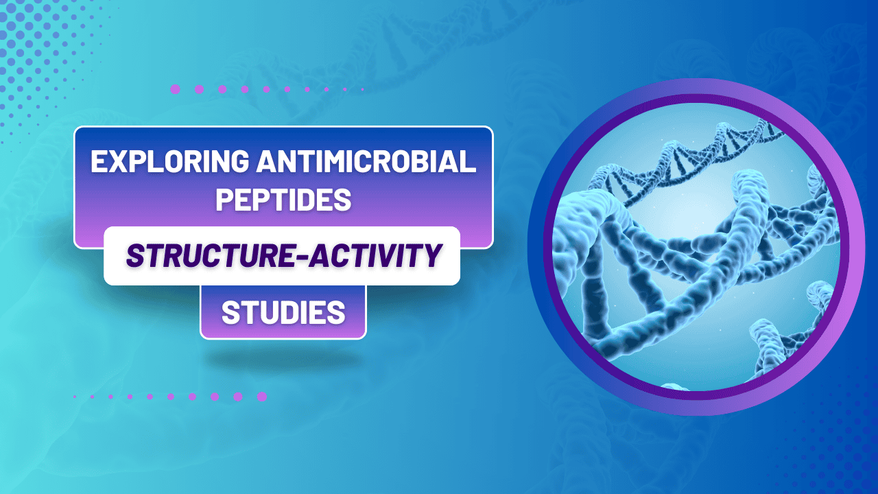 Exploring antimicrobial peptides structure-activity studies with DNA helix illustration.