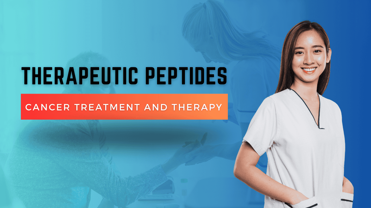 Therapeutic peptides for cancer treatment and therapy with smiling medical professional.