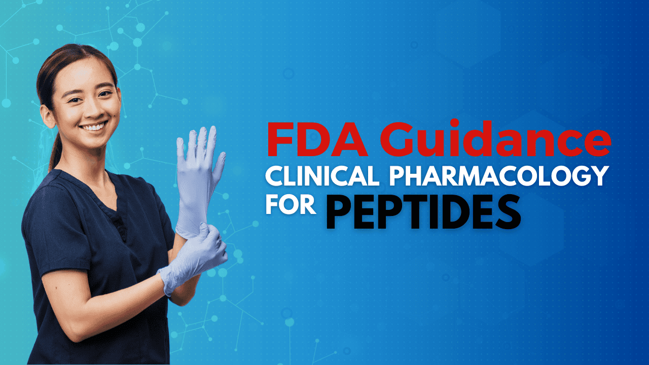 Smiling healthcare professional putting on gloves with FDA guidance text.