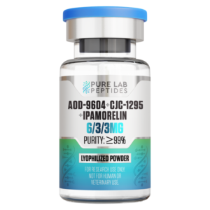 Pure Lab Peptides AOD-9604 + CJC-1295 + Ipamorelin 6/3/3mg bottle.