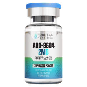 AOD-9604 2mg lyophilized powder bottle by Pure Lab Peptides.