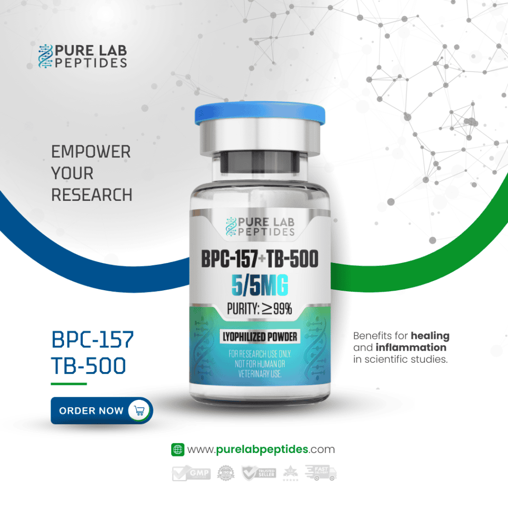 Pure Lab Peptides BPC-157 + TB-500 5mg lyophilized powder for research use.