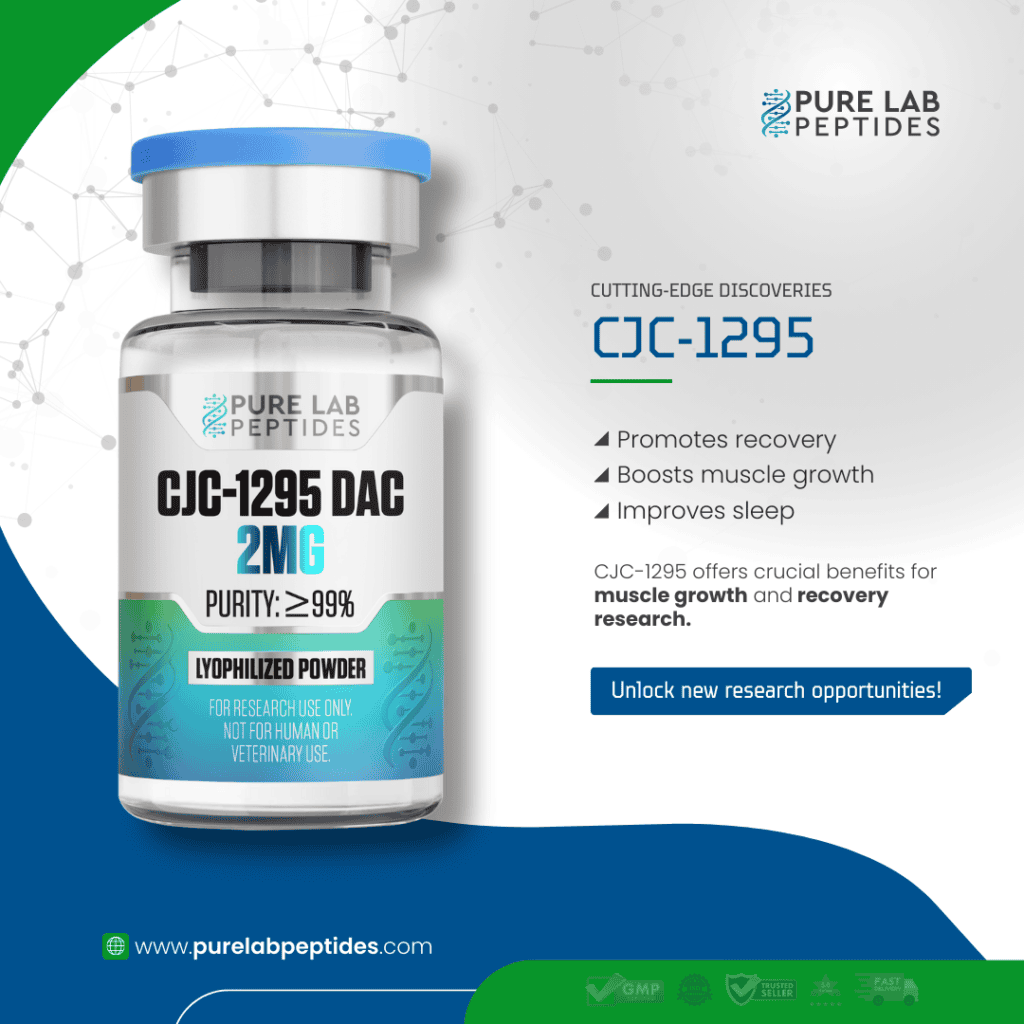 Pure Lab Peptides CJC-1295 DAC 2mg vial promoting muscle growth and recovery.