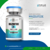 Pure Lab Peptides Mazdutide 5 mg lyophilized powder vial with blue cap, purity greater than 99%, research use only
