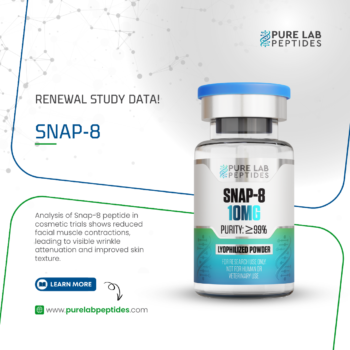 Pure Lab Peptides SNAP-8 10 mg lyophilized powder vial with blue cap, research use only