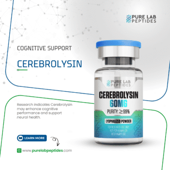 Pure Lab Peptides Cerebrolysin 60 mg vial, lyophilized powder with blue cap, research use only