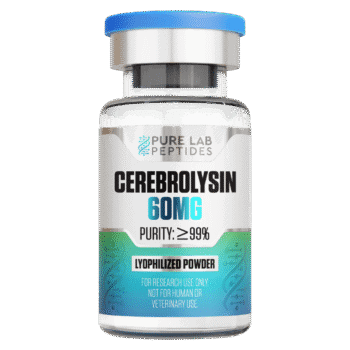 Pure Lab Peptides Cerebrolysin 60 mg vial with blue cap, lyophilized powder for research use only