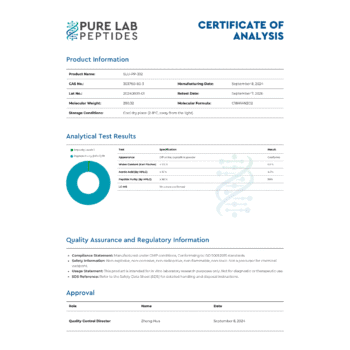Certificate of analysis for SLU-PP-332, detailing product specifications and analytical test results for research use only