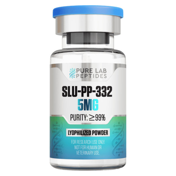 Pure Lab Peptides SLU-PP-332 5 mg lyophilized powder vial, clear glass with blue cap, research use only