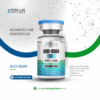 AOD-9604 peptide vial labeled with '10MG' and 'Purity: ≥99%', featuring a blue cap and a design indicating it is lyophilized powder for research use only, accompanied by text promoting advanced lab protocols and stating its efficacy in fat loss and metabolic performance.