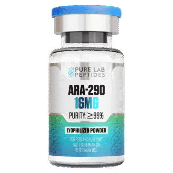 Pure Lab Peptides ARA-290 16 mg lyophilized powder vial, clear glass with blue cap, research use only