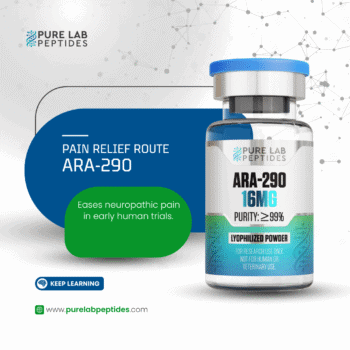 Pure Lab Peptides ARA-290 16 mg lyophilized powder vial with blue cap, research use only