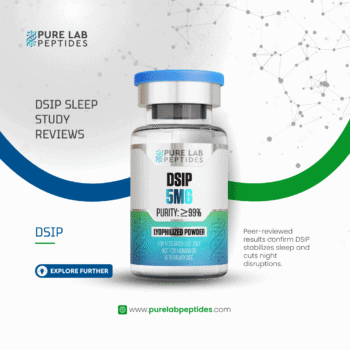Pure Lab Peptides DSIP 5 mg lyophilized powder vial with blue cap, purity ≥99%, research use only
