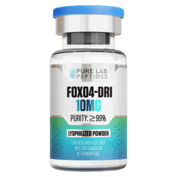 Pure Lab Peptides FOX04-DRI 10 mg lyophilized powder vial with blue cap, research use only
