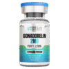 A glass vial containing Gonadorelin, labeled 2MG with a purity of ≥99%, features a blue cap and a gradient design on the label, indicating it is lyophilized powder for research use only, not for human or veterinary use.