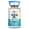 Pure Lab Peptides PE-22-28 10 mg lyophilized powder vial with blue cap, research use only