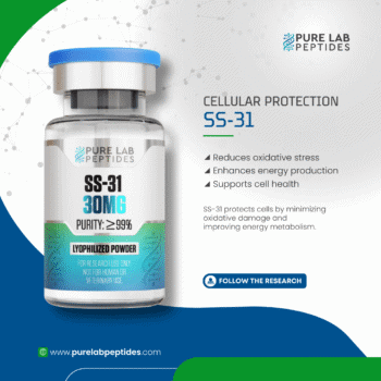 Pure Lab Peptides SS-31 30 mg vial, lyophilized powder with blue cap, research use only